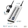 Hub USB3.2 10-portow USB-A/C, funkcja on/off